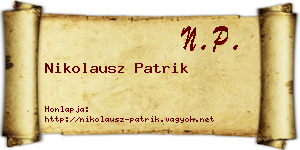 Nikolausz Patrik névjegykártya